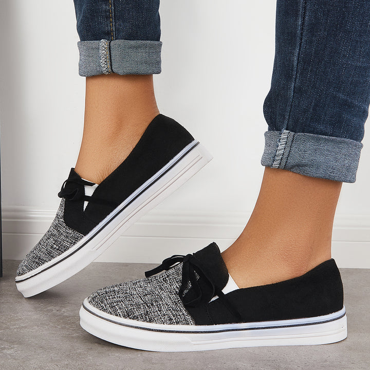 Low Top Flat Canvas Sneakers Slip on Walking Shoes
