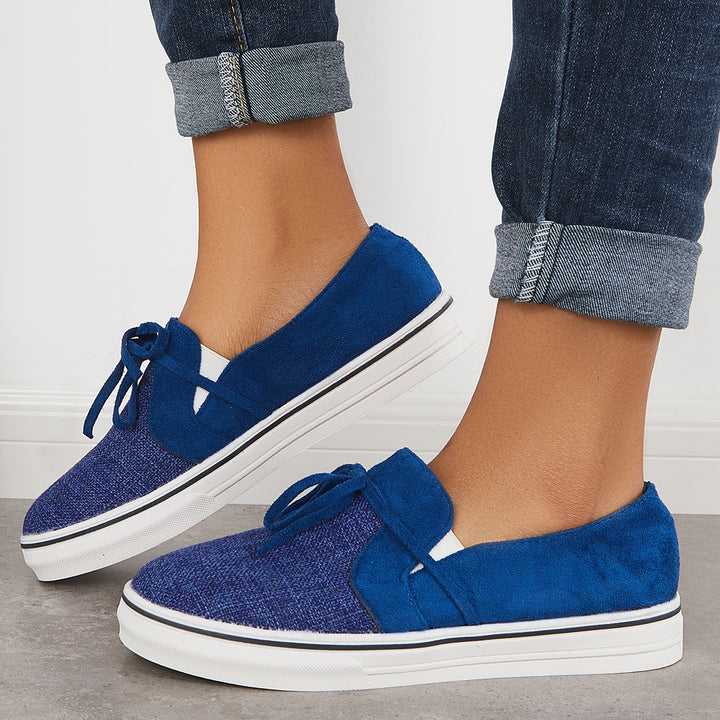 Low Top Flat Canvas Sneakers Slip on Walking Shoes