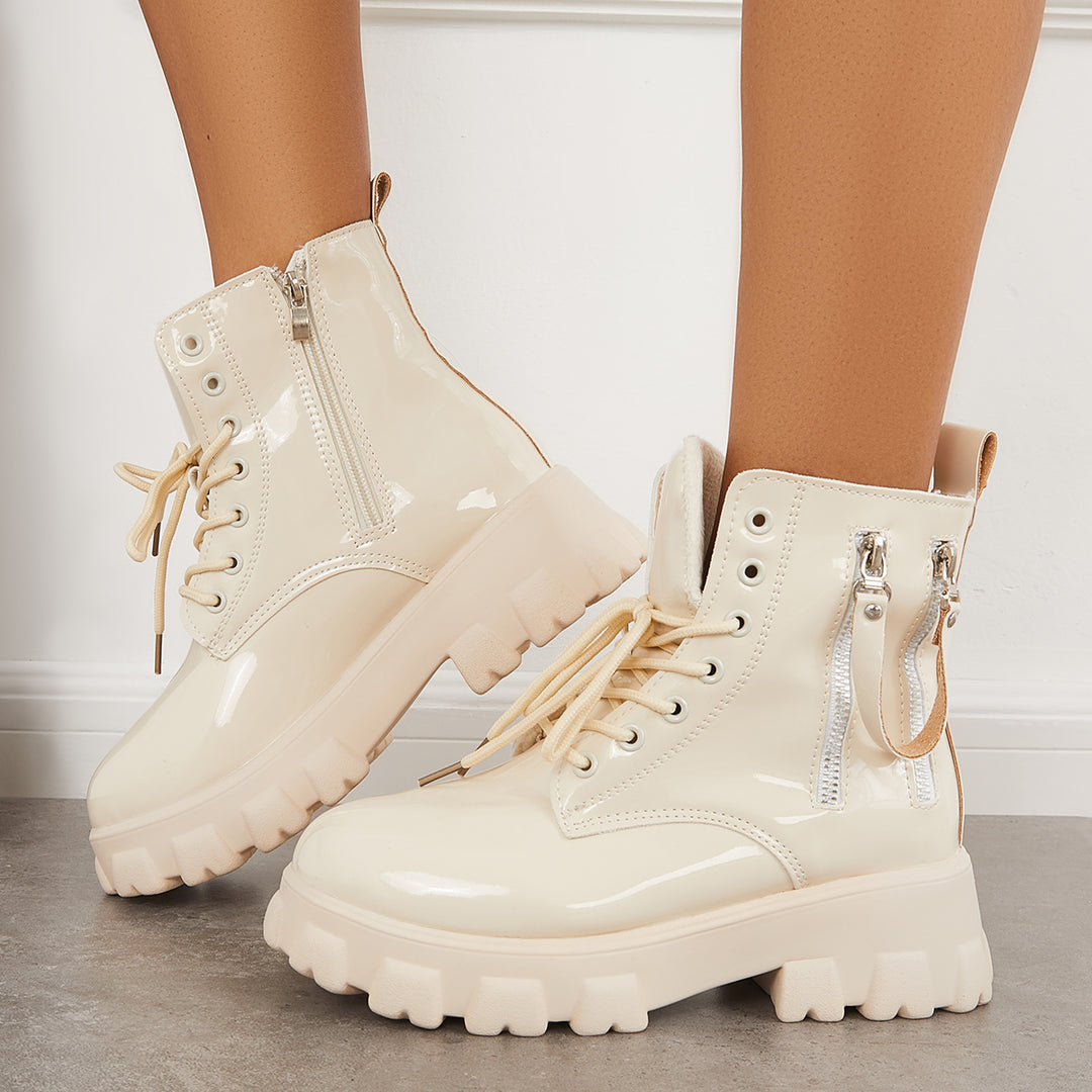 Punk Lug Sole Ankle Boots Platform Chunky Heel Combat Booties