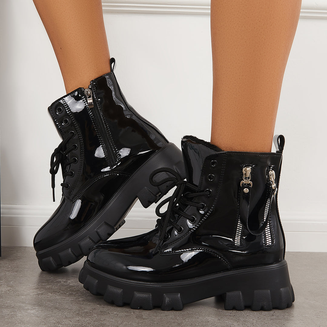 Punk Lug Sole Ankle Boots Platform Chunky Heel Combat Booties