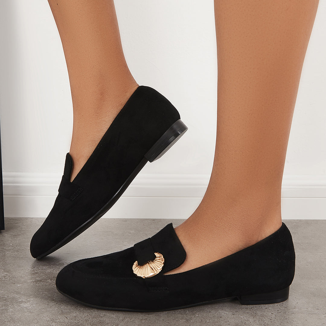 Pointy Toe Penny Loafers Comfy Suede Office Flats Shoes