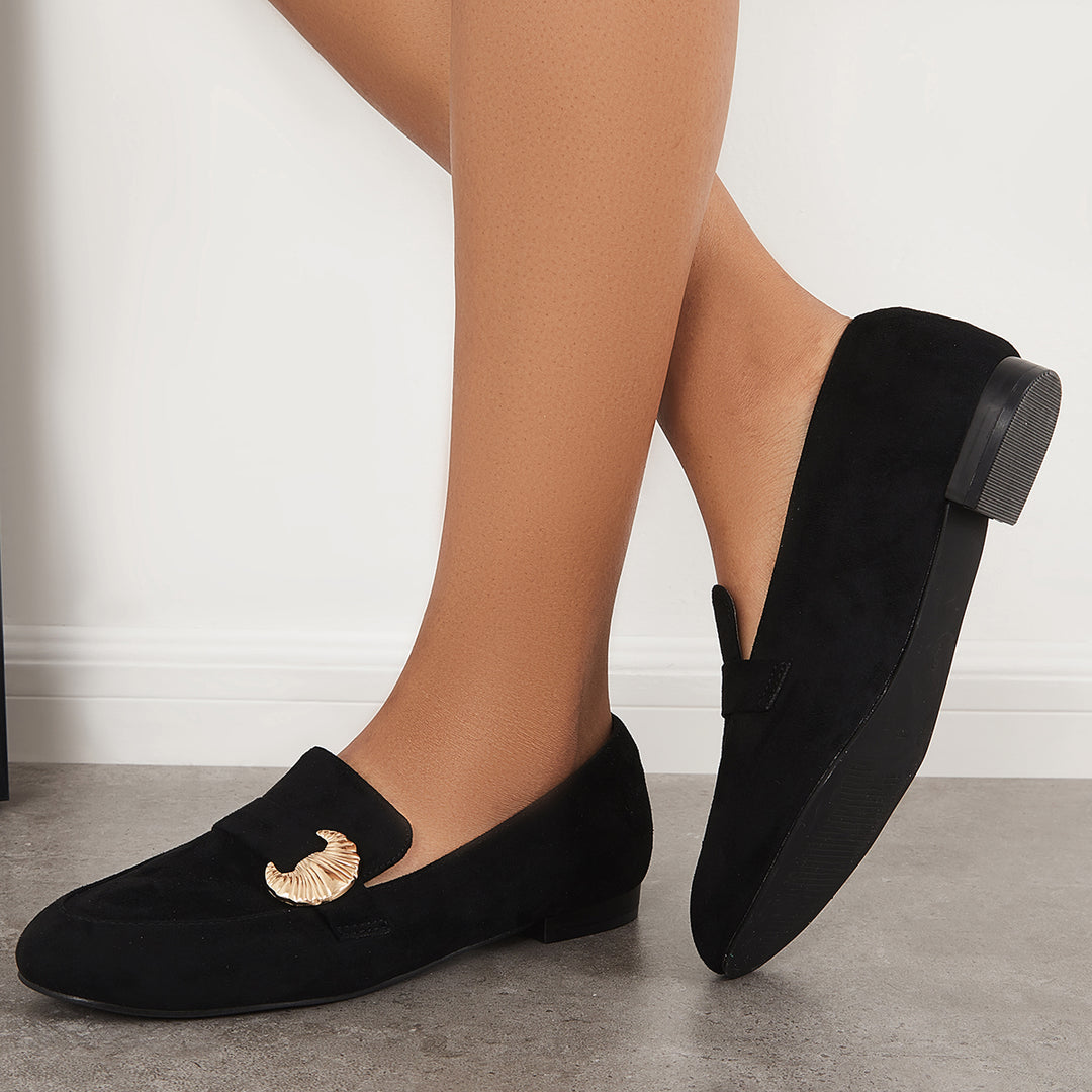 Pointy Toe Penny Loafers Comfy Suede Office Flats Shoes