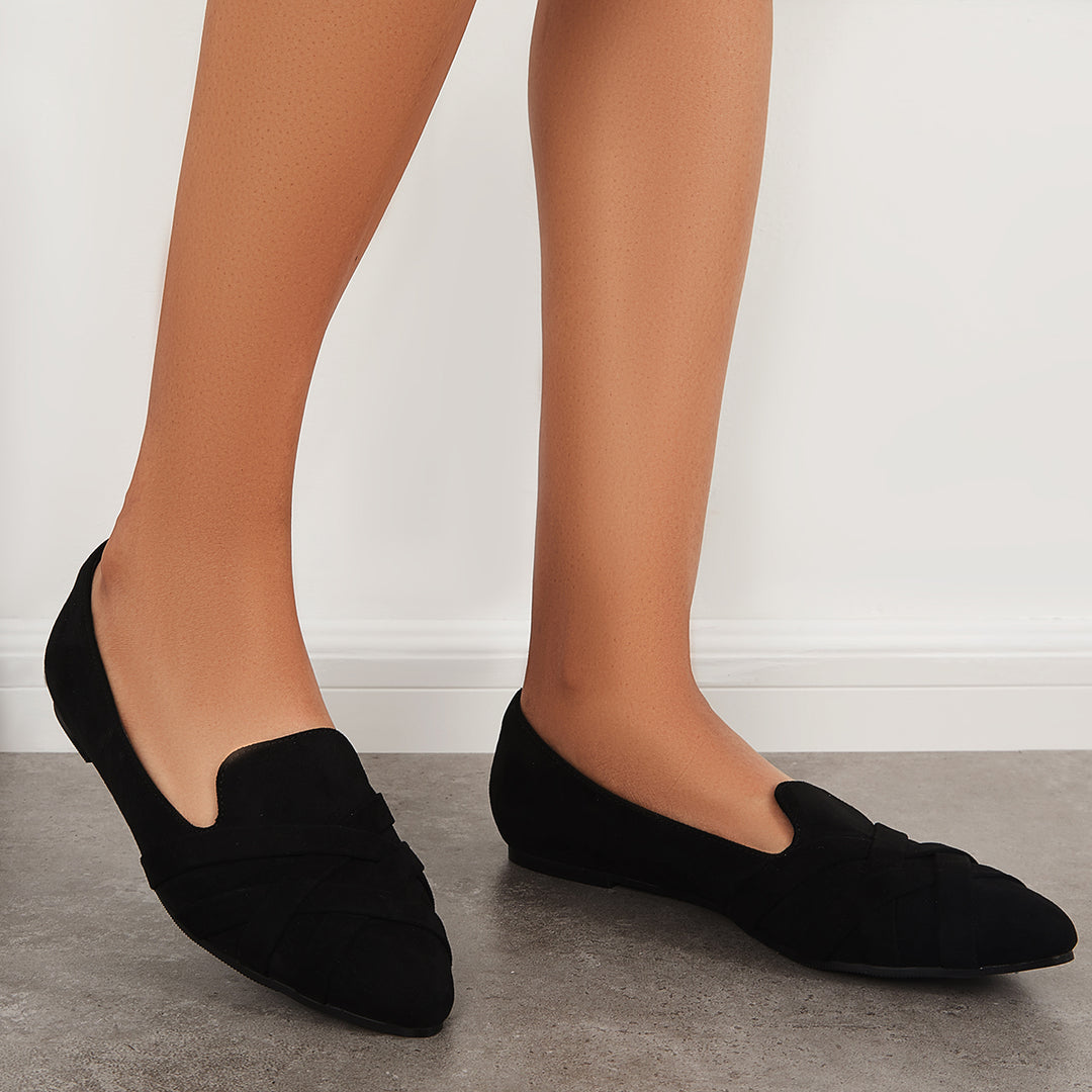 Women Pointed Toe Flats Slip on Walking Shoes