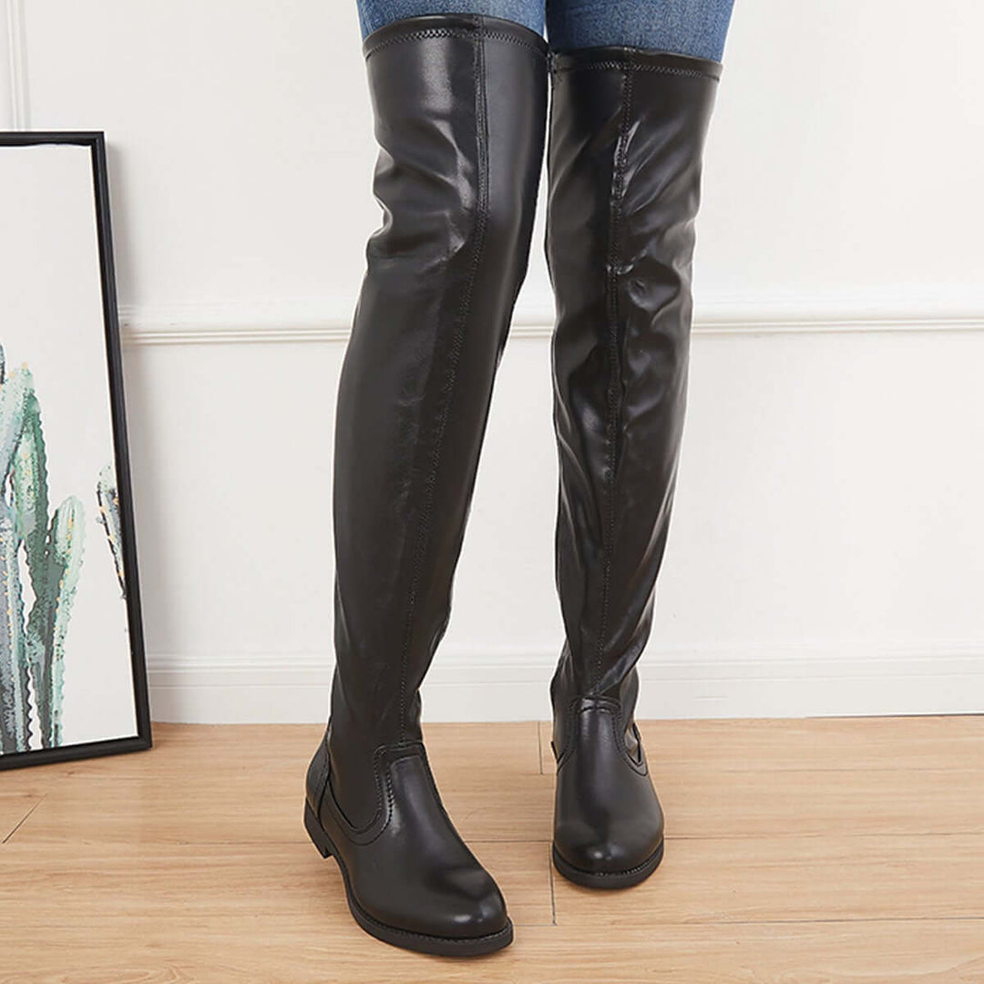 Classic Over The Knee Long Boots Block Heel Thigh High Riding Boots