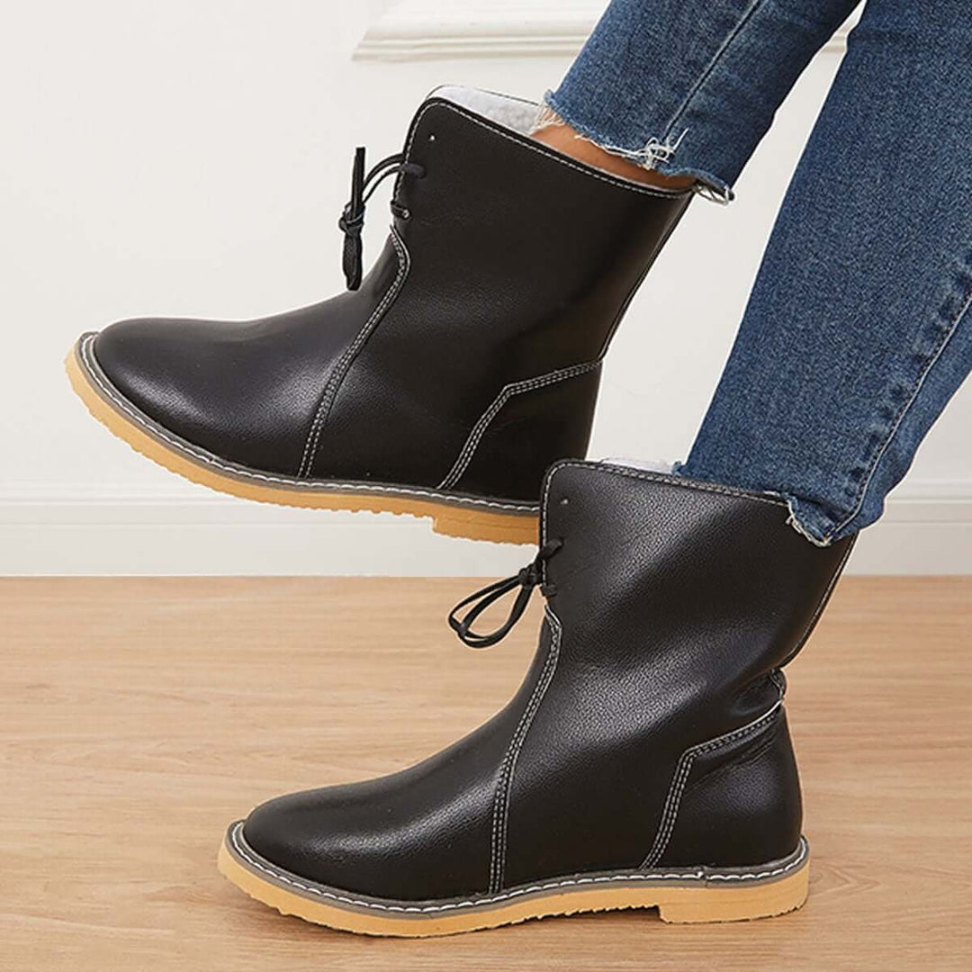 Warm Cotton Lined Snow Ankle Boots Wide Width Flat Booties