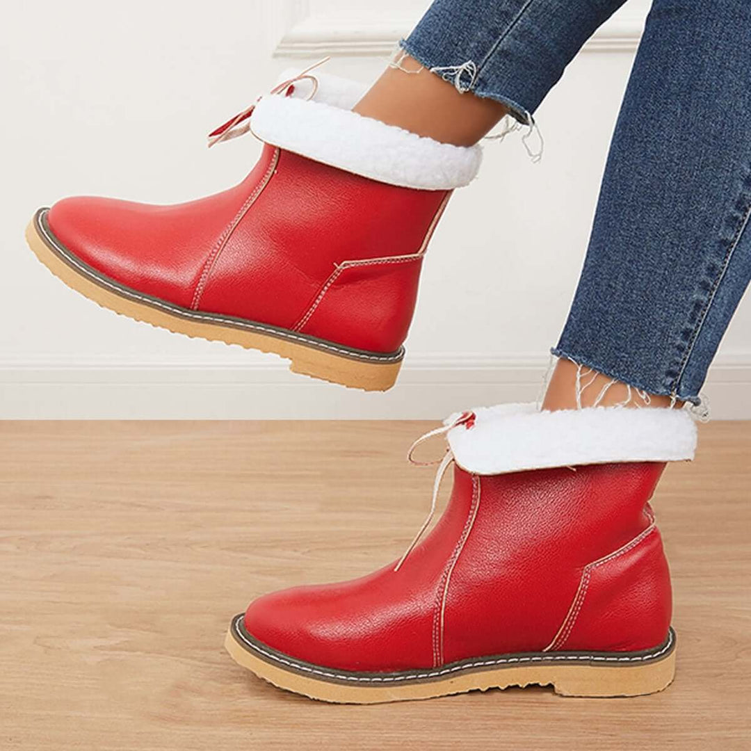 Warm Cotton Lined Snow Ankle Boots Wide Width Flat Booties