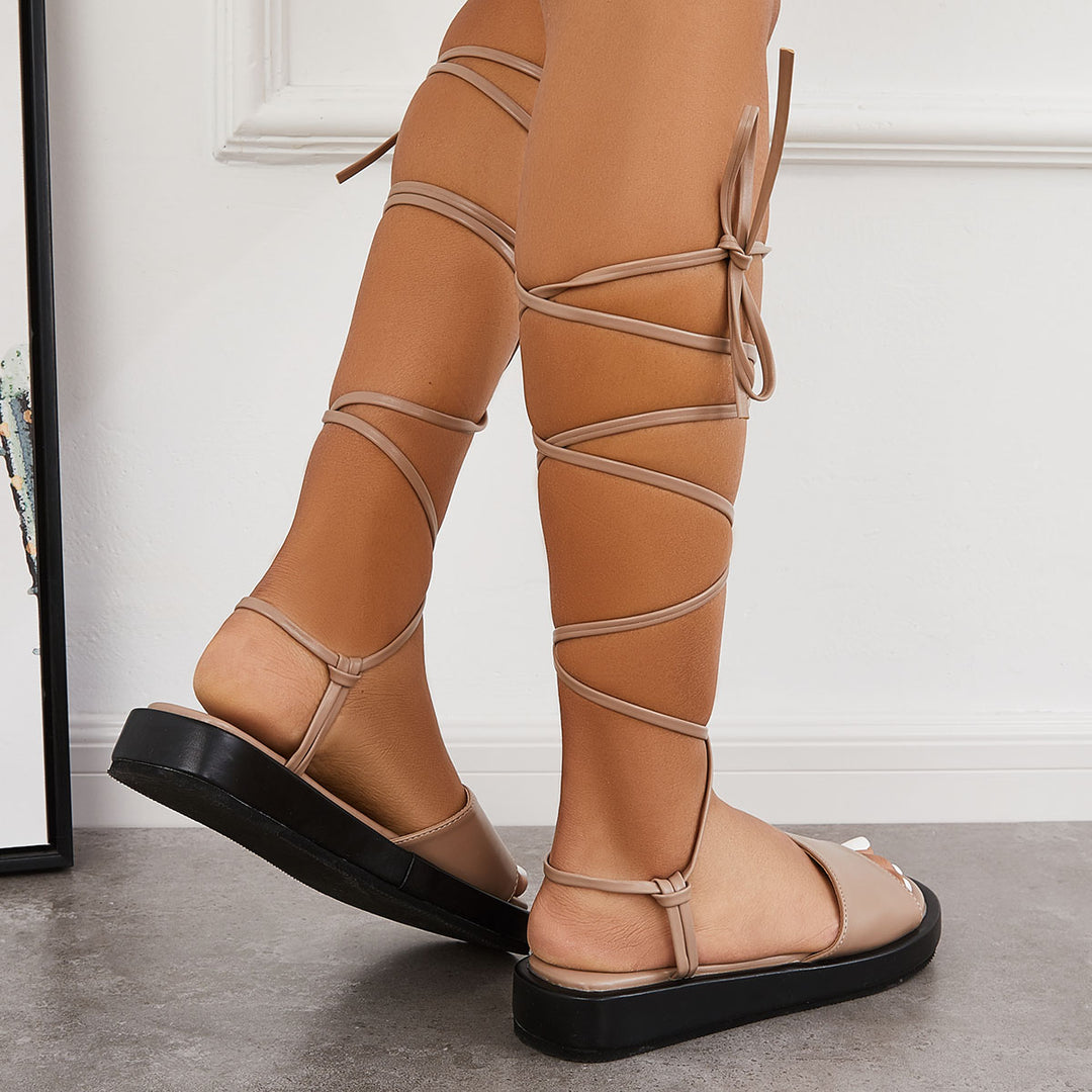 Casual Open Toe Lace Up Gladiator Sandals
