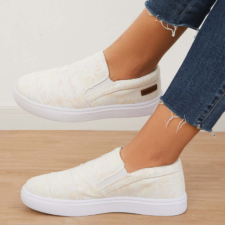 Casual White Slip-On Loafers Low Top Platform Canvas Shoes