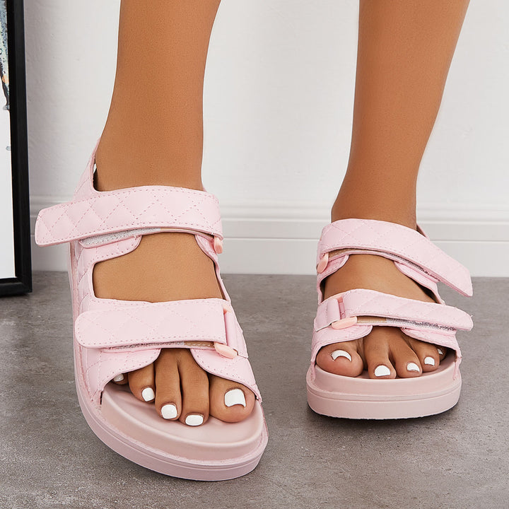 Velcro Open Toe Platform Ankle Strap Sandals