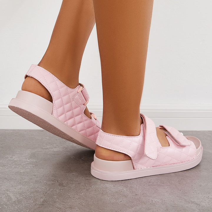 Velcro Open Toe Platform Ankle Strap Sandals