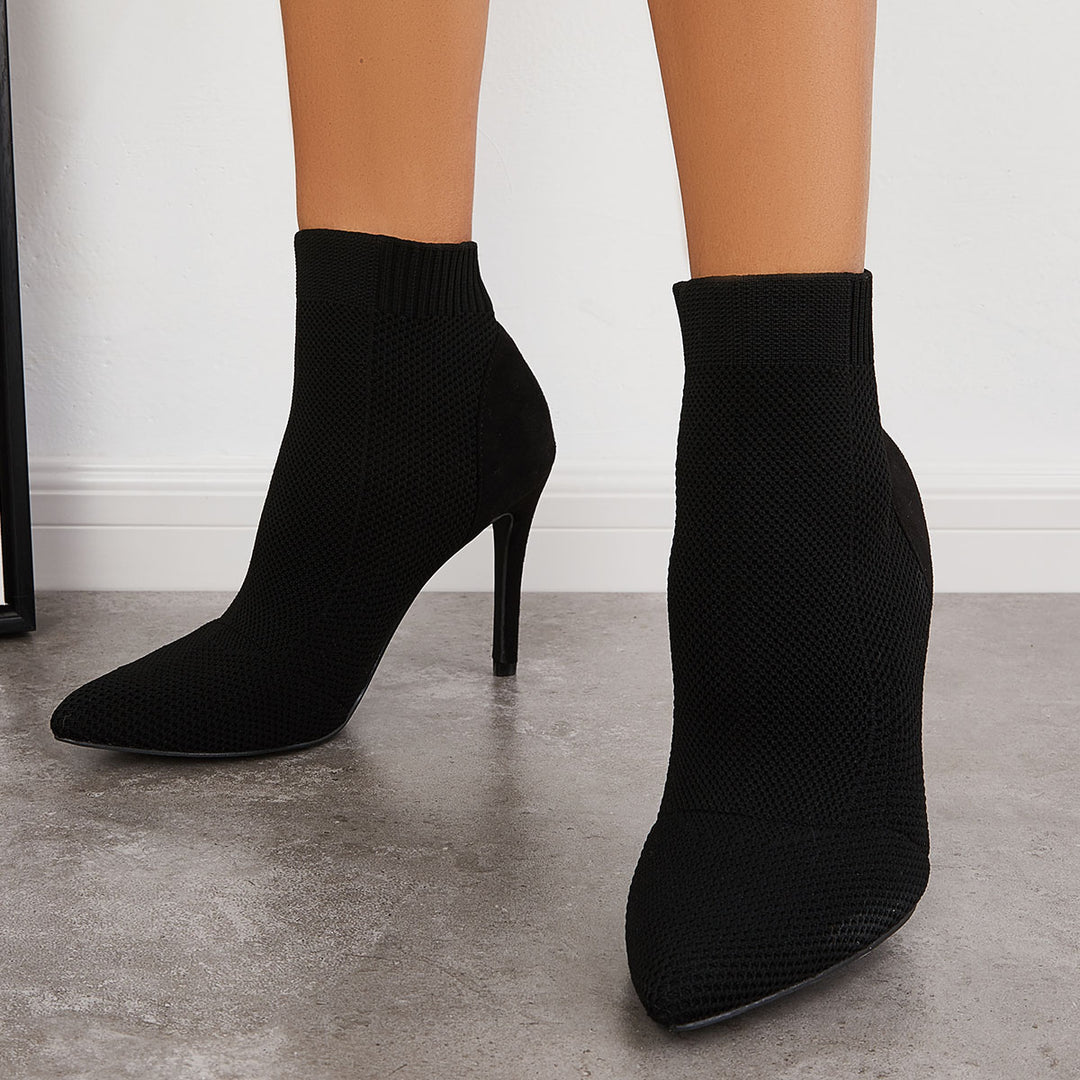 Knitted Stretch Sock Boots Stiletto High Heel Booties