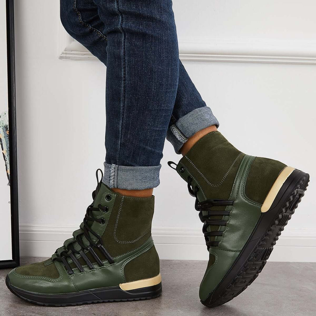 Womens Lace up High Top Sneakers Ankle Boots