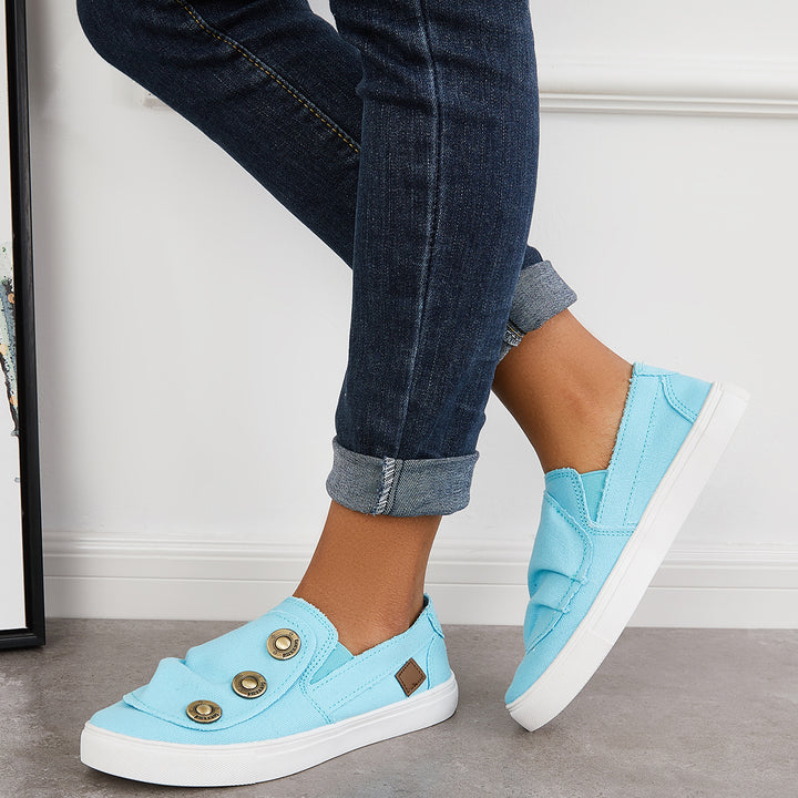 Blue Slip on Walking Sneakers Flat Heel Loafers