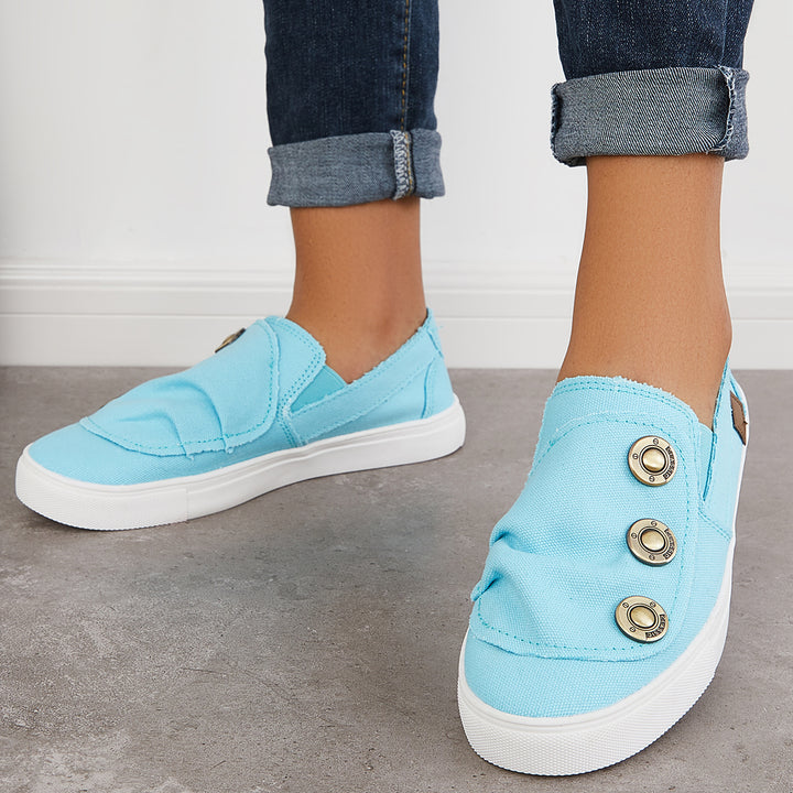Blue Slip on Walking Sneakers Flat Heel Loafers