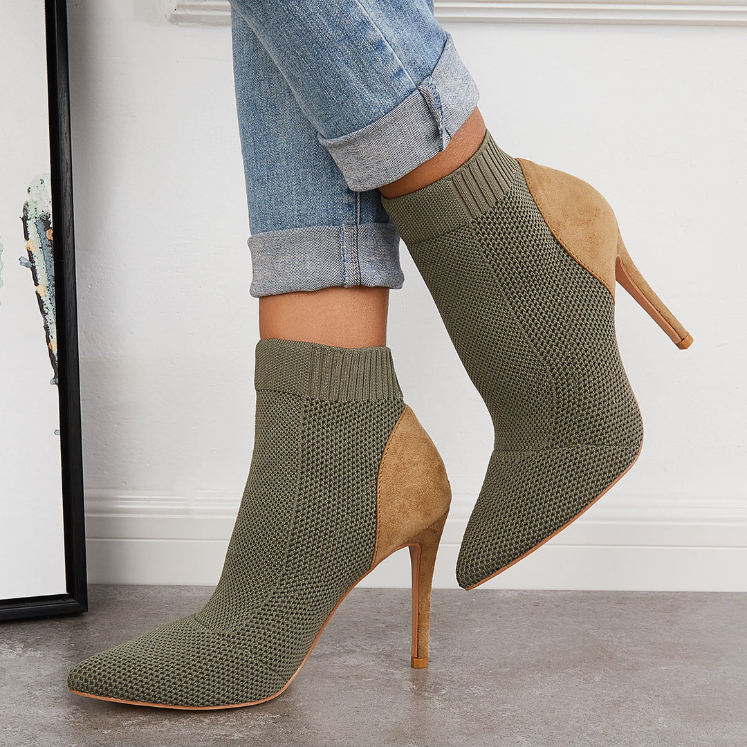Knitted Stretch Sock Boots Stiletto High Heel Booties