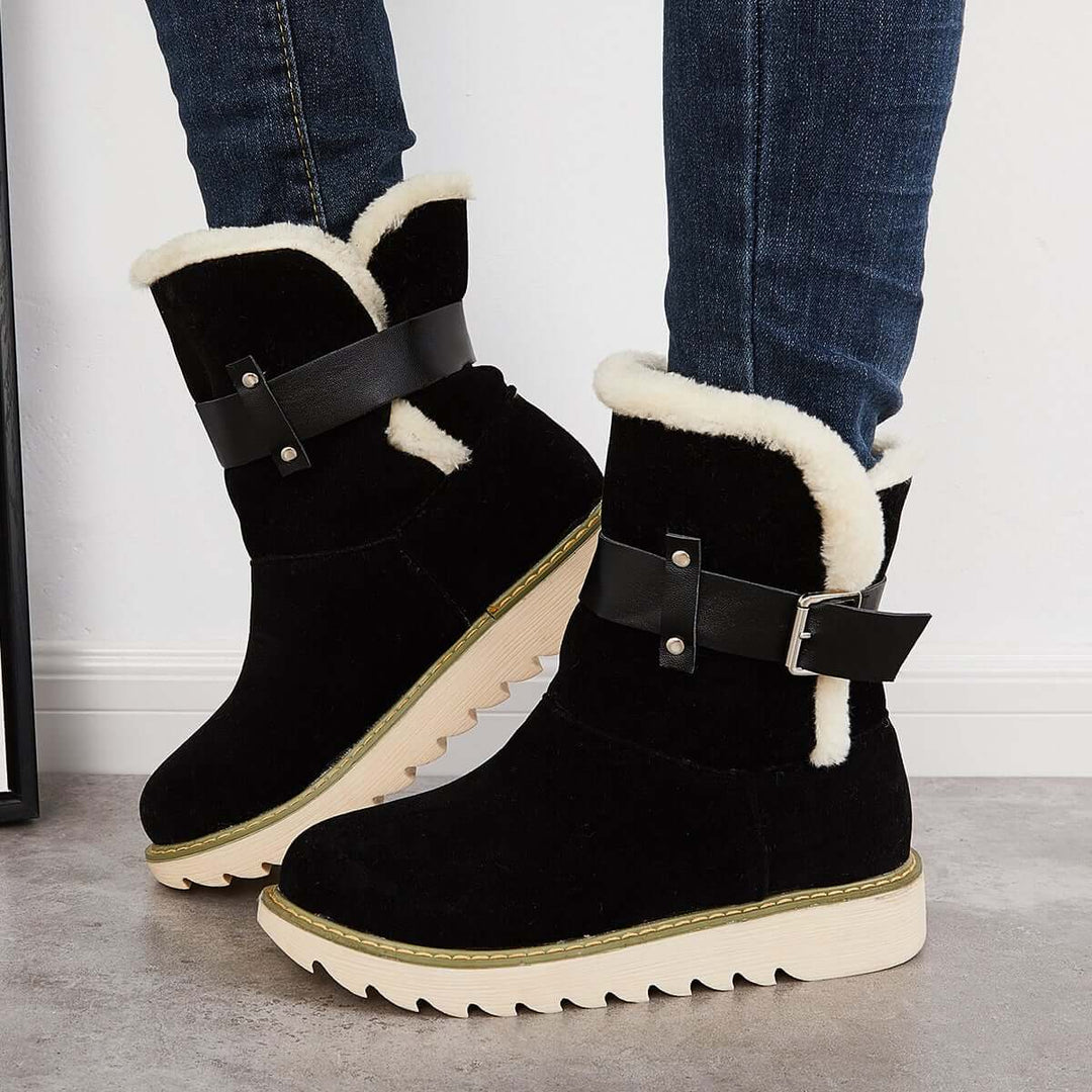 Warm Non Slip Ankle Snow Boots Winter Fur Lining Booties