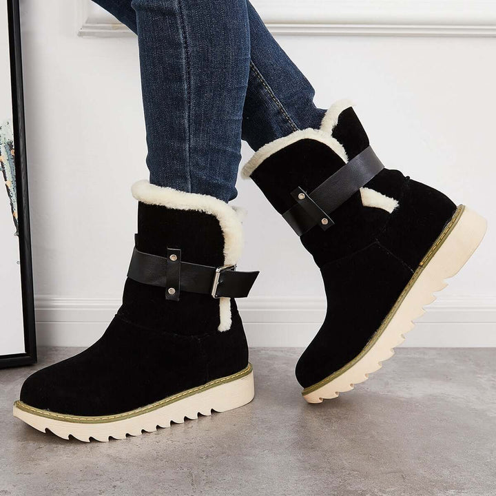 Warm Non Slip Ankle Snow Boots Winter Fur Lining Booties