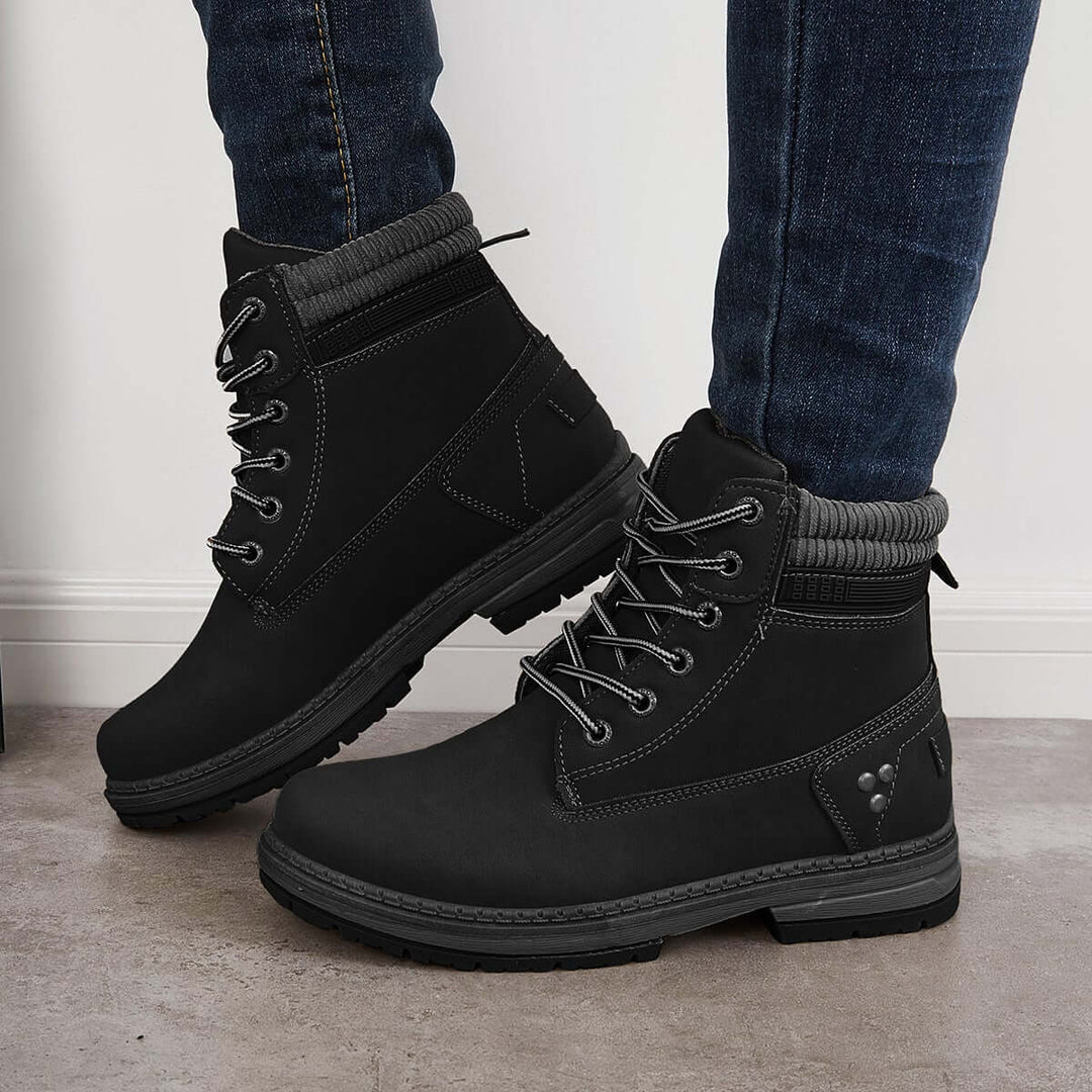  PMUYBHF Non Slip Casual Boot Waterproof Ankle Boots Work  Combat Boots for Women Round Toe Buckle Booties rain shoes Canvas Slip-on  Shoe