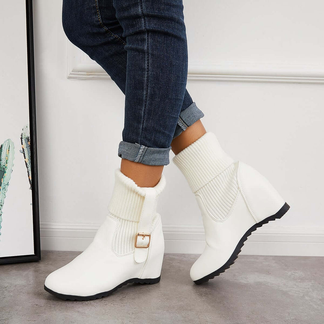 Non Slip Hidden Wedge Sock Boots Pull on Ankle Booties