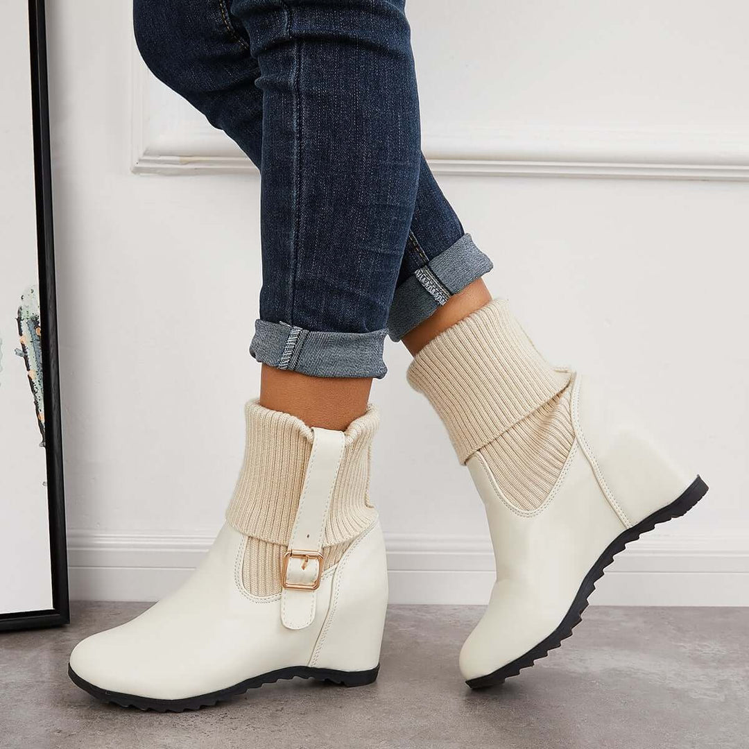 Non Slip Hidden Wedge Sock Boots Pull on Ankle Booties