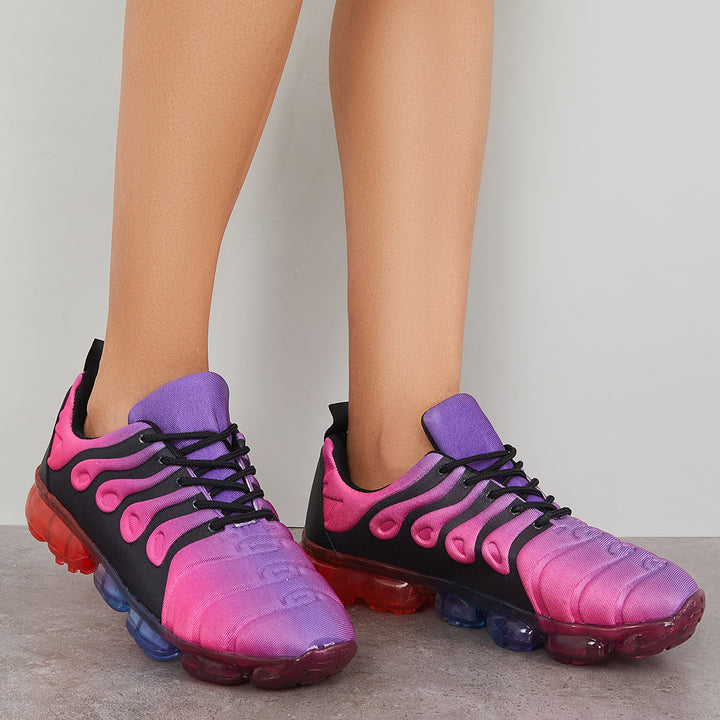 Women Air Cushion Tennis Sneakers Lace Up Athletic Shoes