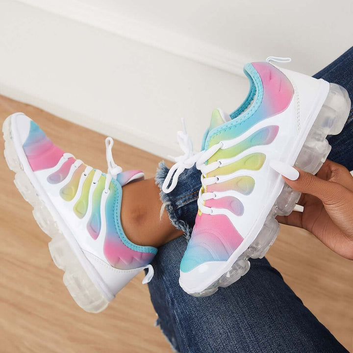Rainbow Color Air Cushion Tennis Sneakers Lace Up Shoes