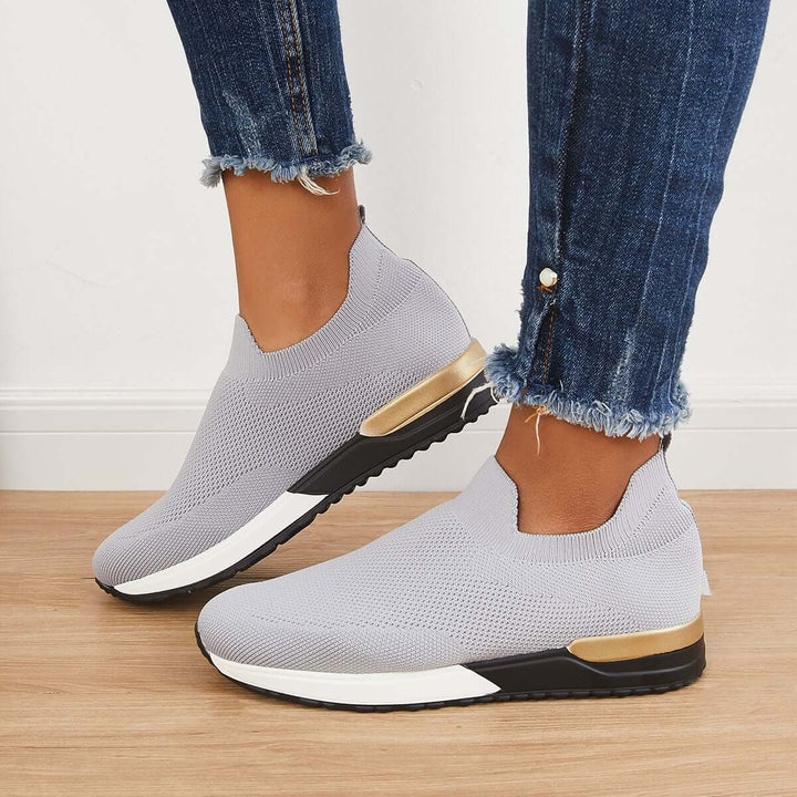 Casual Slip-on Knit Flat Loafters Breathable Walking Shoes