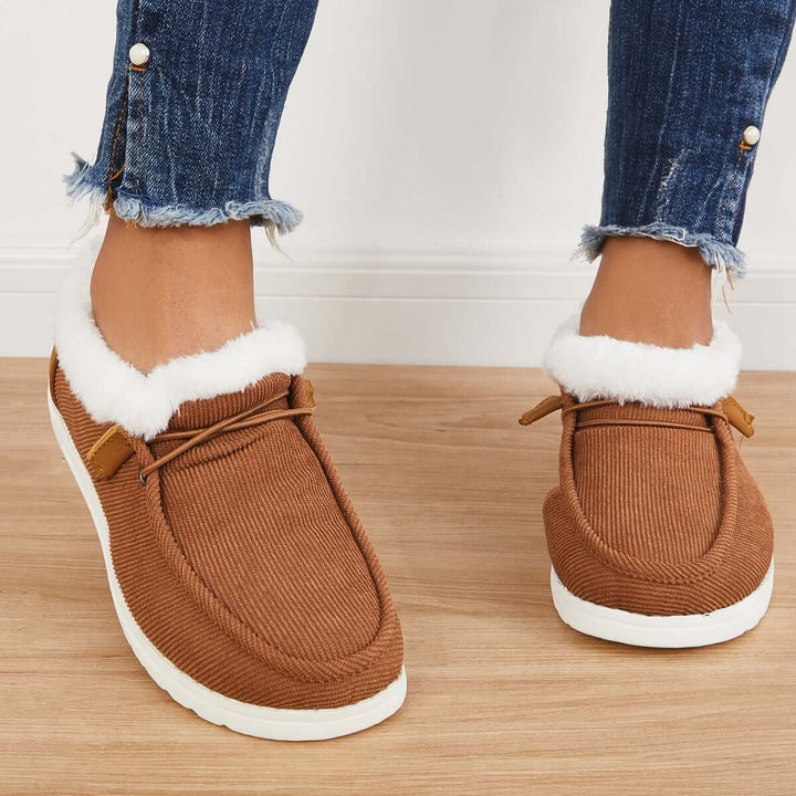Flat Slip-On Bootie Warm Lining Ankle Snow Boots