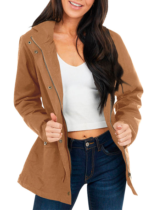 Women's Drawstring Long Sleeve Hoodie Jacket Zip-up Outwear Jacket Tops