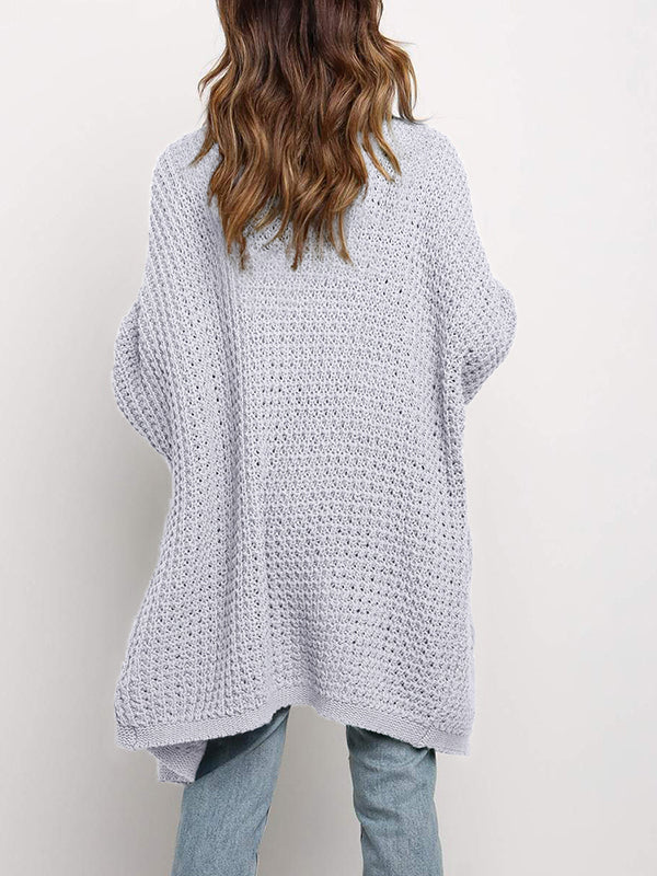 Oversized Long Batwing Sleeve Open Front Chunky Knit Cardigan Sweater