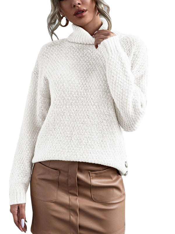 Women Turtleneck Sweaters Long Sleeve Pullover Knit Sweater Tops