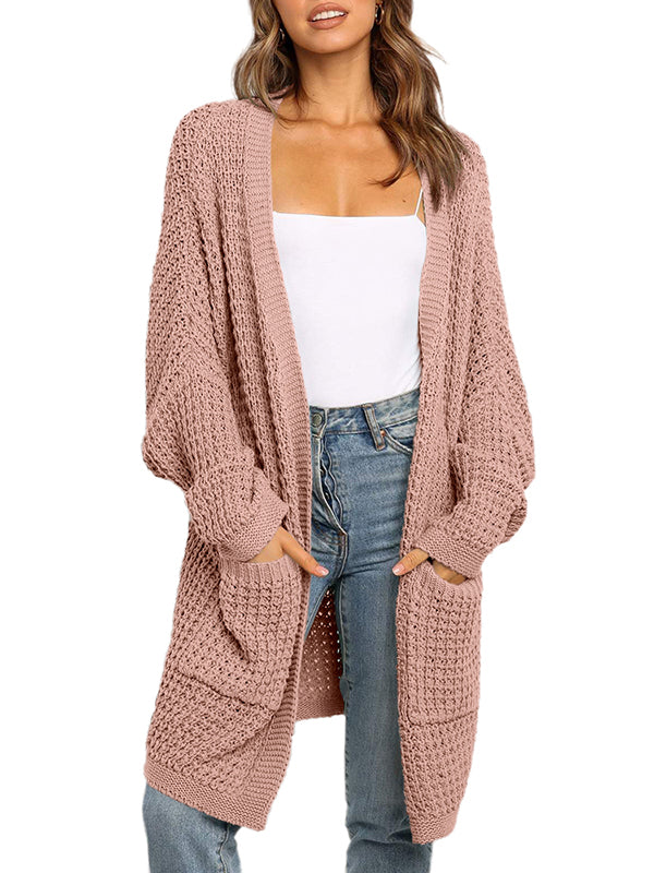Oversized Long Batwing Sleeve Open Front Chunky Knit Cardigan Sweater