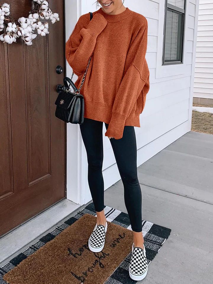 Womens Oversized Tunic Sweaters Fall Slouchy Long Sleeve Ribbed Knit Crewneck Long Sleeve Side Slit Pullover Jumper