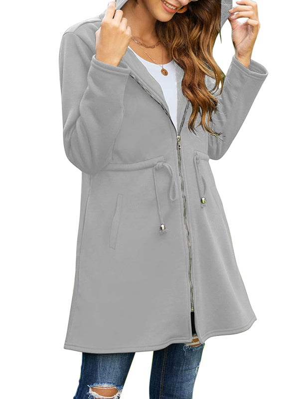 Women Tunic Zip Up Hoodies Sweatshirts Long Fleece Jacket Cardigan Coat