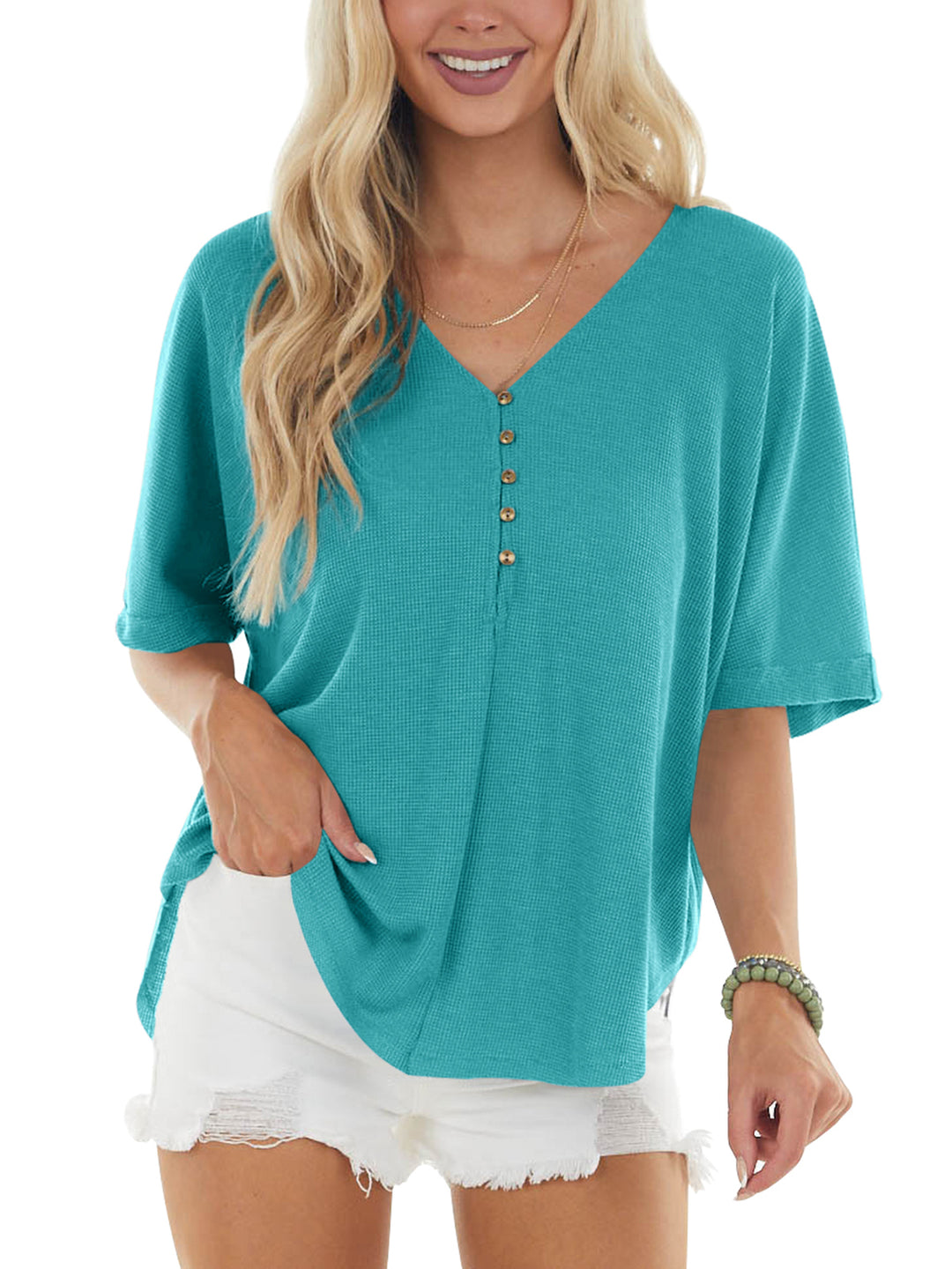 Women'S Short Sleeve V Neck T Shirts Oversized Summer Casual Tunic Tops Blouses