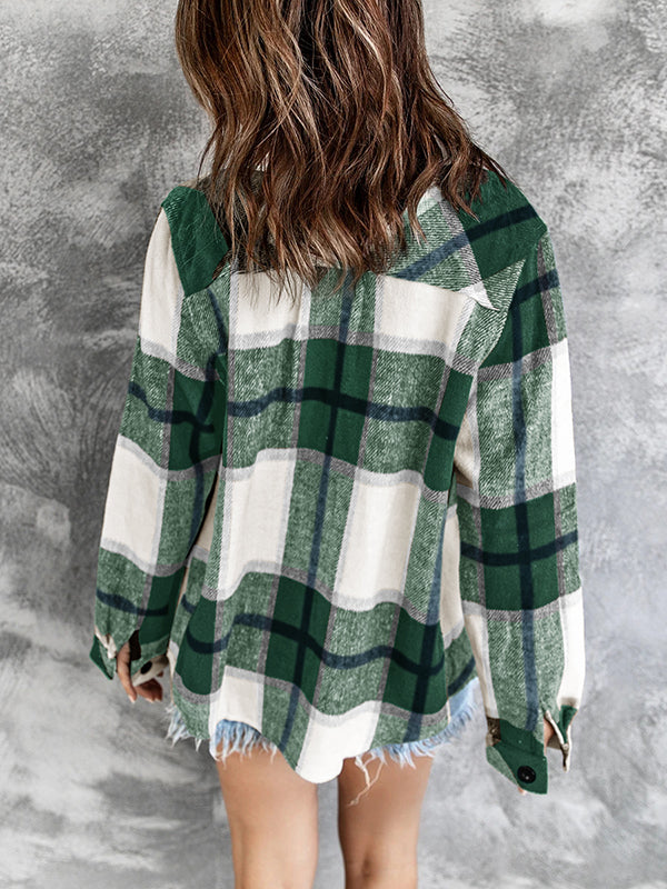 Womens Plaid Button Down Flannel Shirts Long Sleeve Pocket Blouse Tops