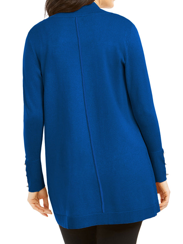 Women Open Front Knit Cardigan Fall Sweater Long Sleeve Pockets Coat Outwear