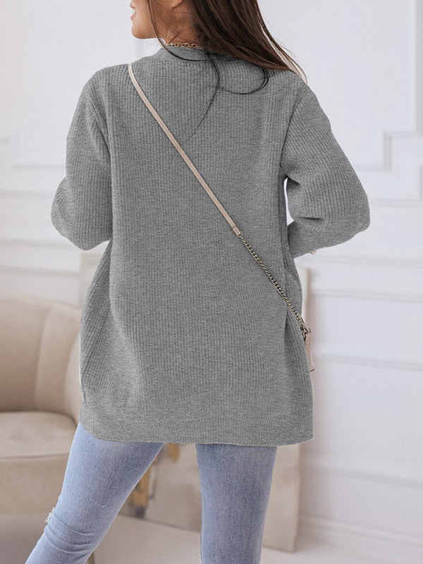 Women Long Sleeve Knit Cardigan Sweater Open Front Button Loose Outerwear