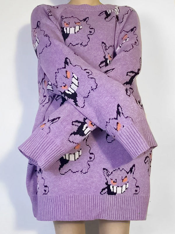 Women Devil Oversized Sweater Batwing Long Sleeve Loose Knit Pullover Jumper Tops