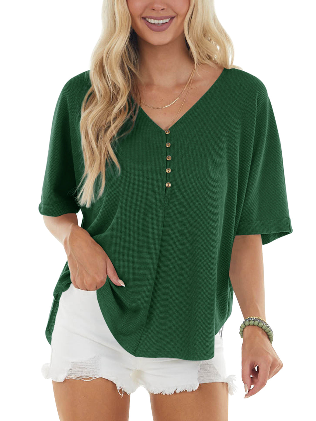 Women'S Short Sleeve V Neck T Shirts Oversized Summer Casual Tunic Tops Blouses