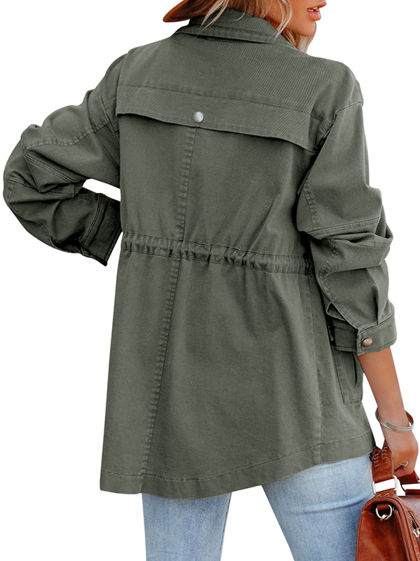 Women Casual Shacket Jacket Coats Long Sleeve Button Down Coat Outwear