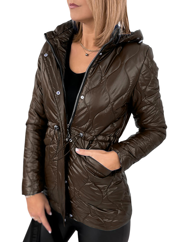 Women's Lightweight Hooded Jacket Zip Front Short Coat