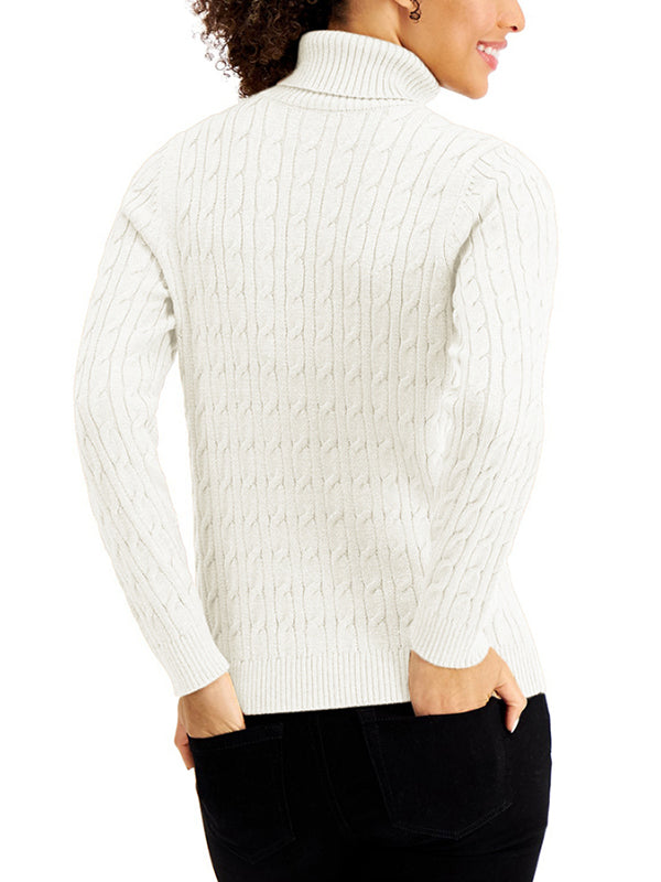 Turtleneck Pullover Sweater Long Sleeve Slim Fit Ribbed Knit Winter Tops