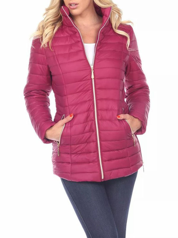 Women Puffer Down Jacket Zip Up Lightweight Winter Warm Classic Simple Coat