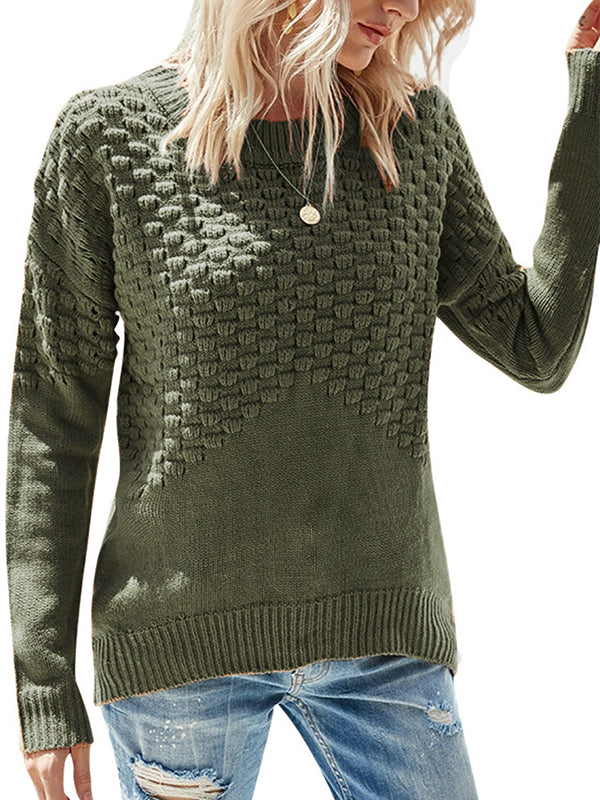 Women Long Sleeve Knit Sweater Crewneck Pullover Jumper Tops