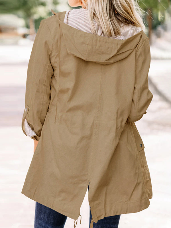Women Long Sleeve Hoodie Jacket Zip Up Waterproof Jacket Tops