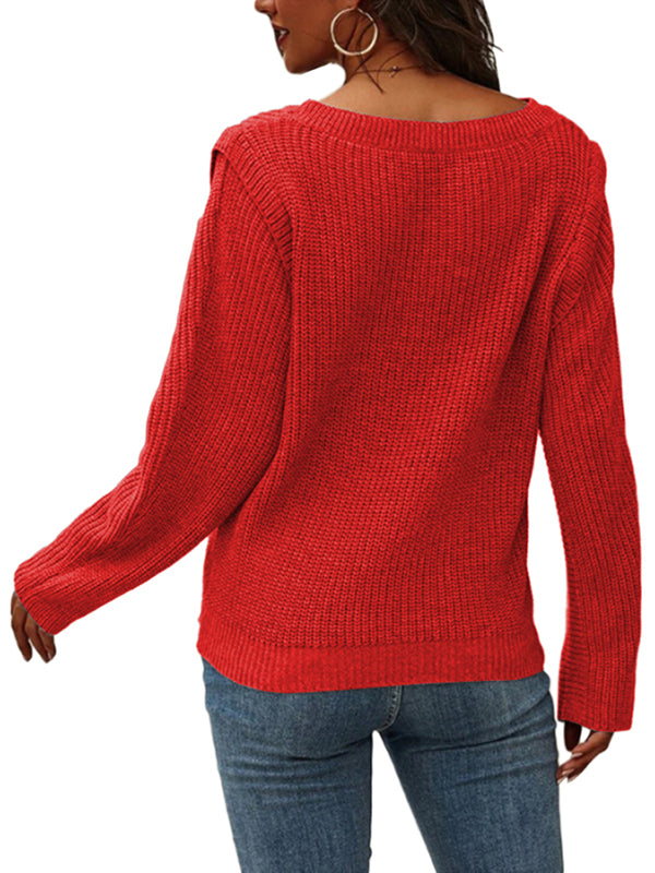 Women Crew Neck Long Sleeve Knit Sweater Casual Pullover Jumper Tops
