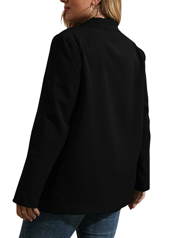 Women Casual Long Sleeve Lapel Blazers Button Open Front Jacket