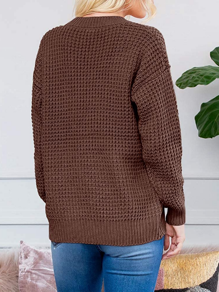 Women's Button Down Cardigans Waffle Knit Fall Sweaters Open Front Long Sleeve Coat