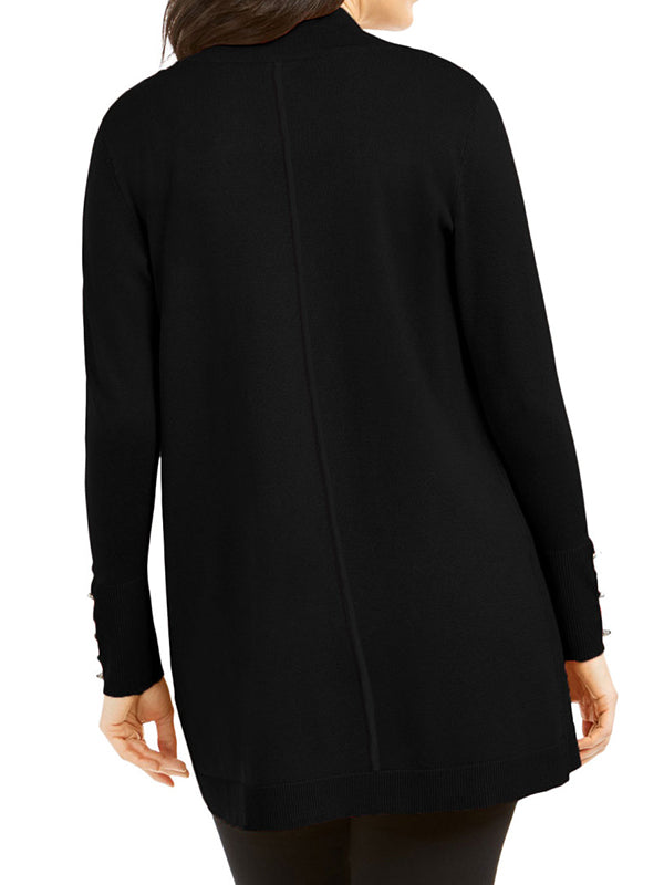 Women Open Front Knit Cardigan Fall Sweater Long Sleeve Pockets Coat Outwear